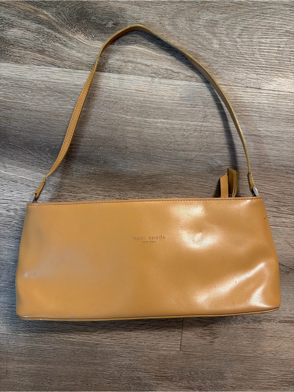 Vintage Kate Spade Y2K Minimalist Baguette Shoulder Bag Camel Tan